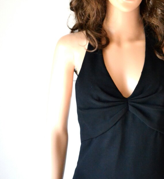 90s Vintage Evening Gown Size Small in Black by Chris Kole for Saks Fifth Avenue Halter Dress Long Black Dress