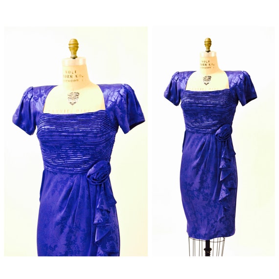 blue dress for baby girl Victor Costa Dress Purple Metallic Lame Vintage Evening Gown 1980s  Modig