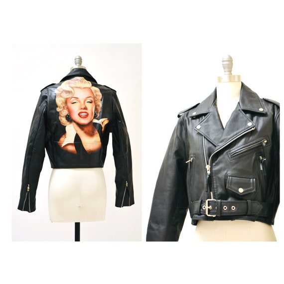 Vintage Black Leather Motorcycle Jacket Marilynn … - image 2