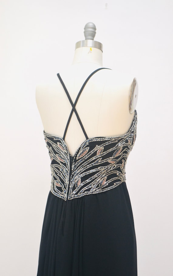 80s 90s Vintage Black Bill Blass Beaded Evening G… - image 7