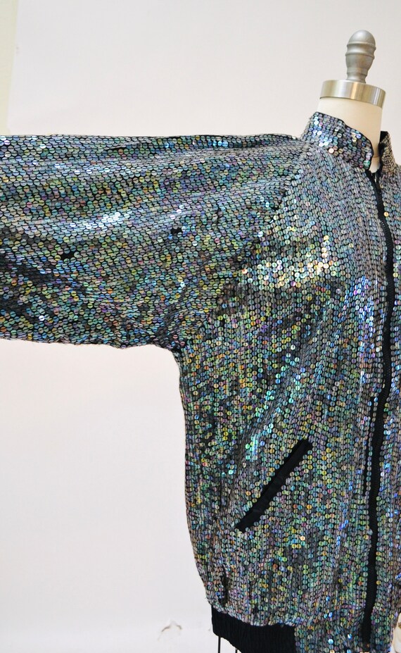 80s 90s Vintage Sequin Jacket with Rolls Royce Ca… - image 6