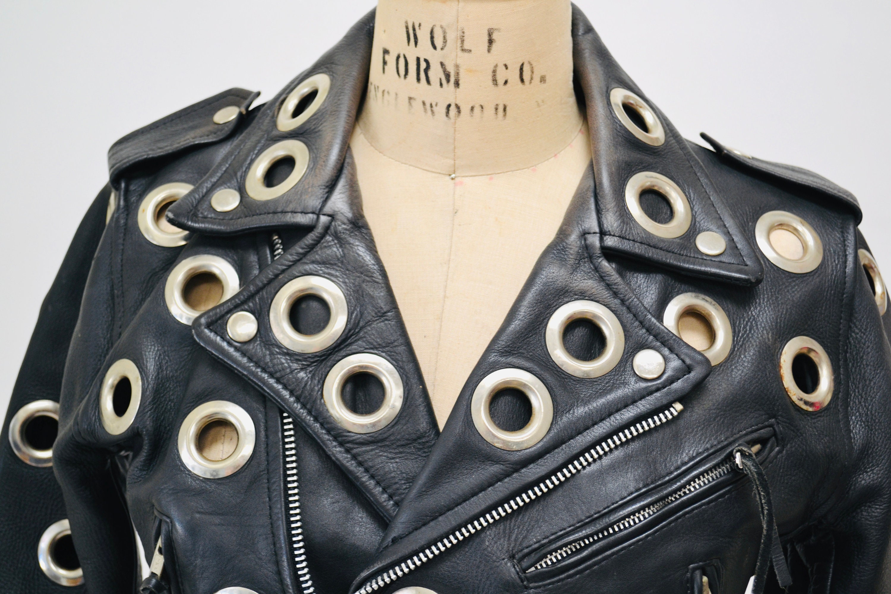 80s 90s Vintage Black Leather Motorcycle Jacket Madonna