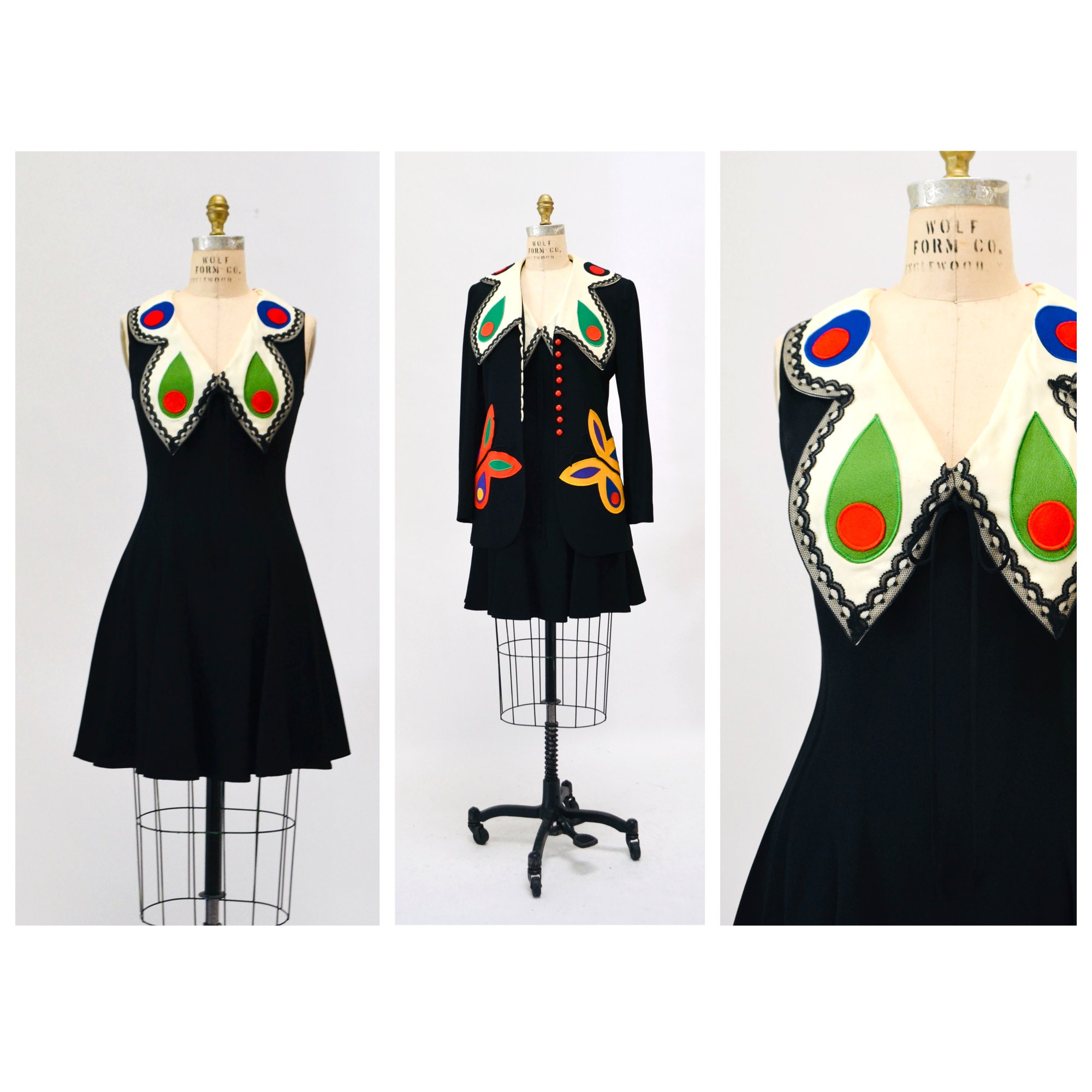 90s Vintage Black Moschino Dress With Butterflies Cheap Chic