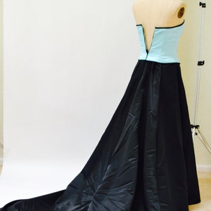 Vintage Black Ball Gown Evening Gown Dress Size Small With Train and Crinoline Skirt// 90s Prom Dress Black Blue Ball Gown with Corset Small image 8