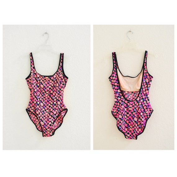 80s 90s Vintage NEON High Cut Swim Suit Size Medium NEON