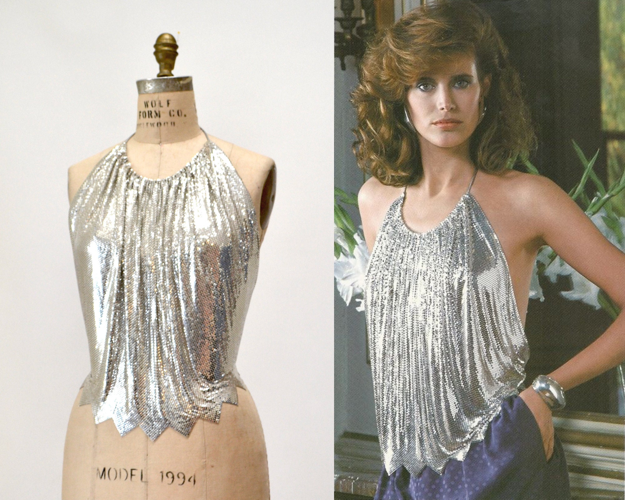 Real Vintage Search Engine 70S 80S Silver Whiting  Davis Vintage Chainmail Mesh Halter Top Metallic Metal Disco By  Neck $886.50 AT vintagedancer.com