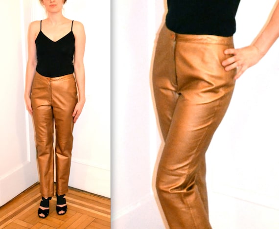 Amazing Metallic Leather Pants// Vintage Leather P