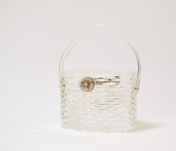 1950s Vintage Clear Lucite Purse Handbag Wilardy M