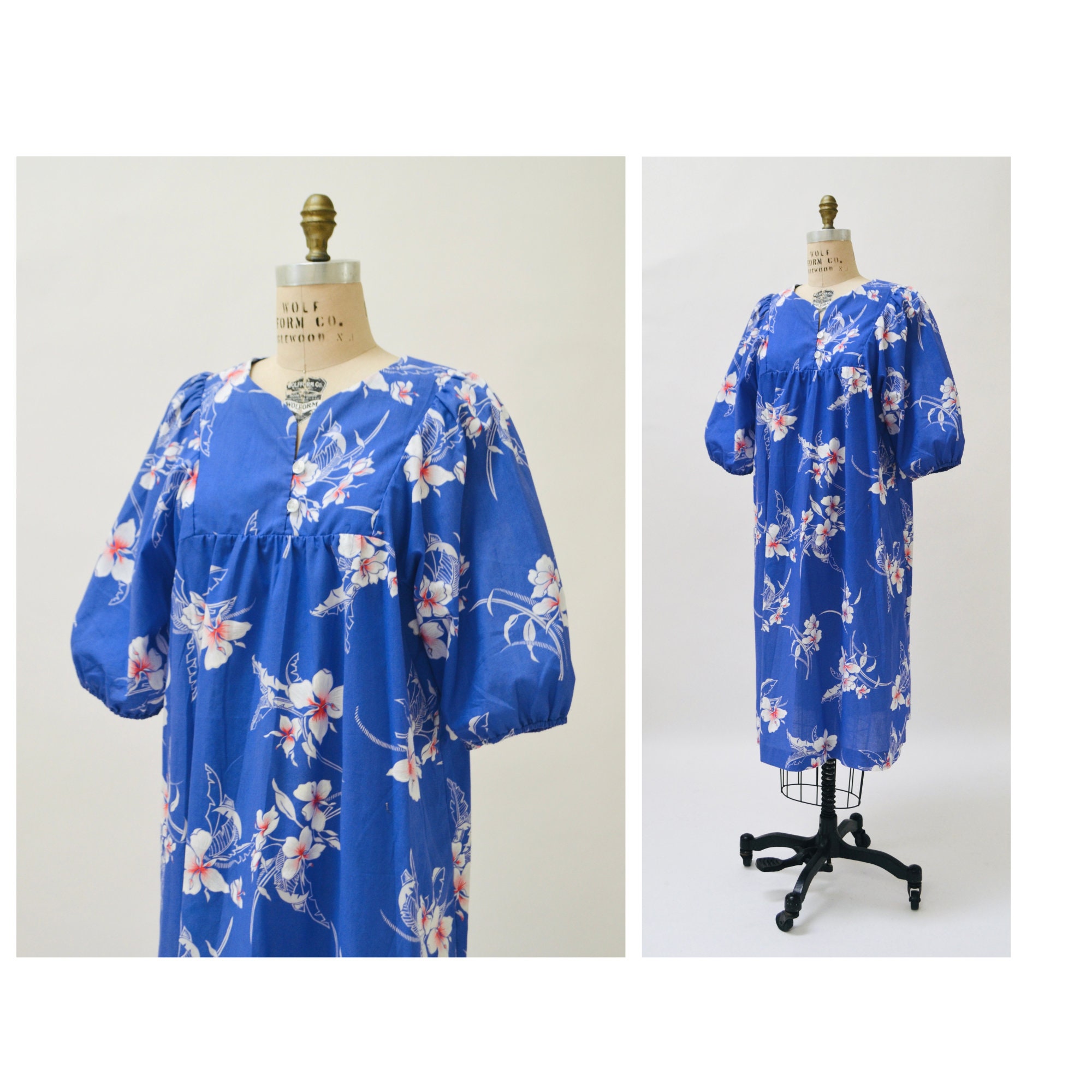 Buy Vintage Hawaiian Print Moo Mookaftan Dress Tropical Print One