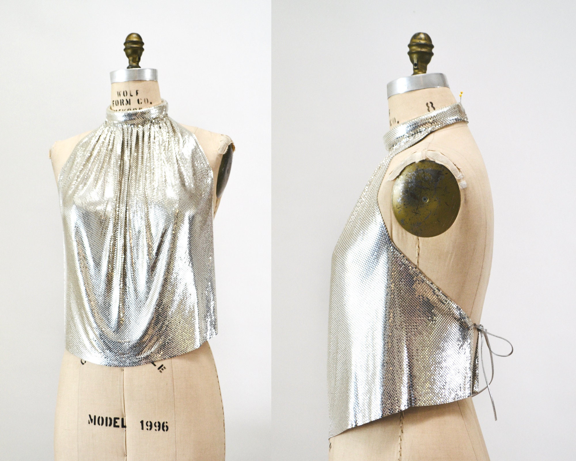 70s 80s Silver Whiting and Davis Vintage Chainmail Mesh