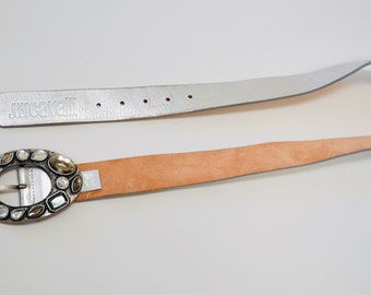 Just Cavalli brown studded belt y2k・ギャル Roberto Cavalli Brown Leather Studded Belt – Vintage by Misty