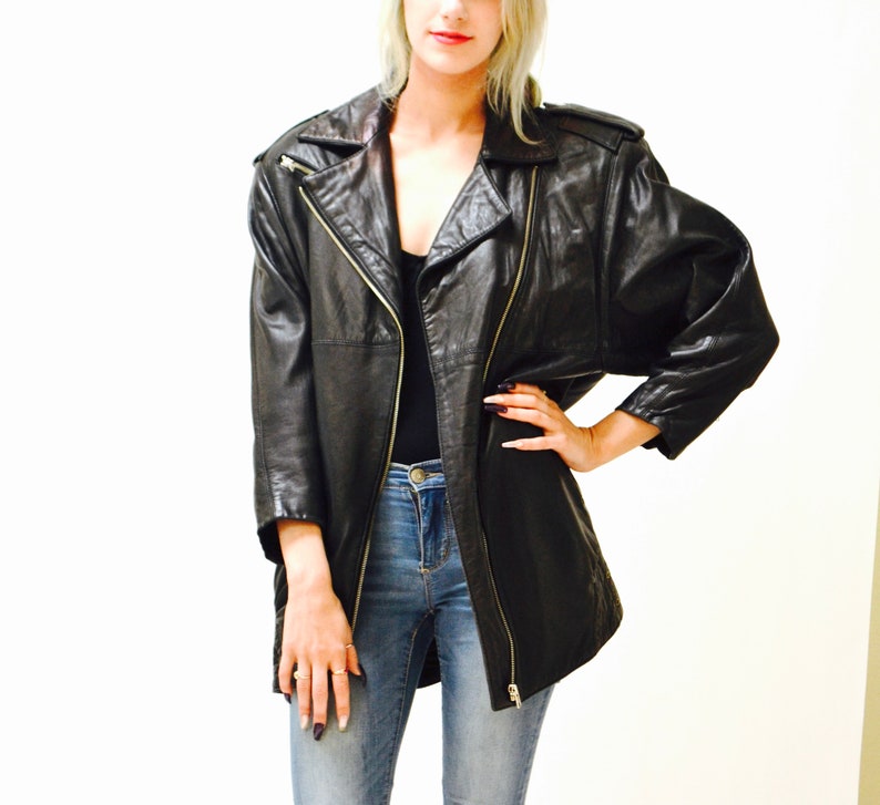 Vintage Black Leather Motorcycle Jacket Women Small Um North Beach Michael Hoban Biker