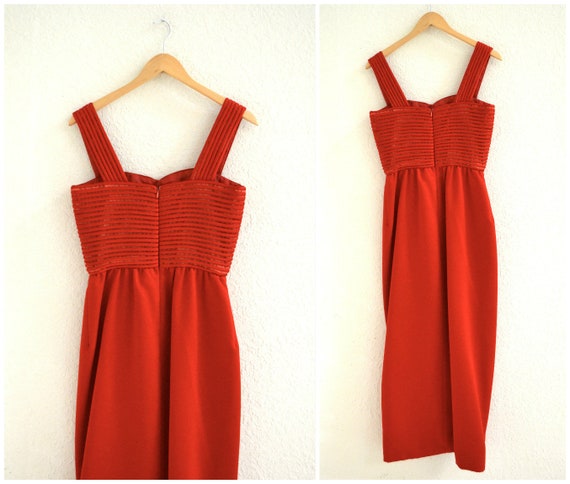 80s 90s Vintage Red Evening Gown By Victor Costa/… - image 9
