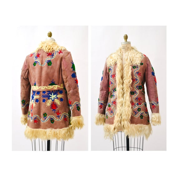 A.N.G.E.L.O. Vintage Cult 1980s leaf-embroidery Shearling Coat - Yellow