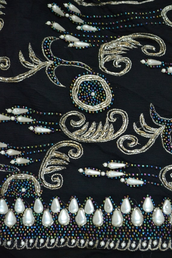Vintage Beaded Metallic Embroidered Jacket Black … - image 9