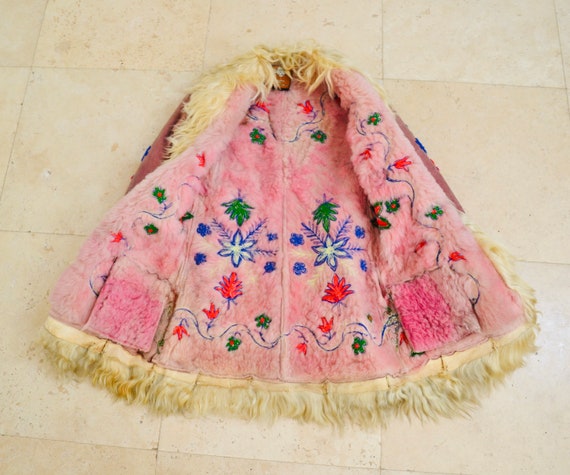 ヴィンテージ 刺繍入り シアリング アフガン ジャケット コート S M 