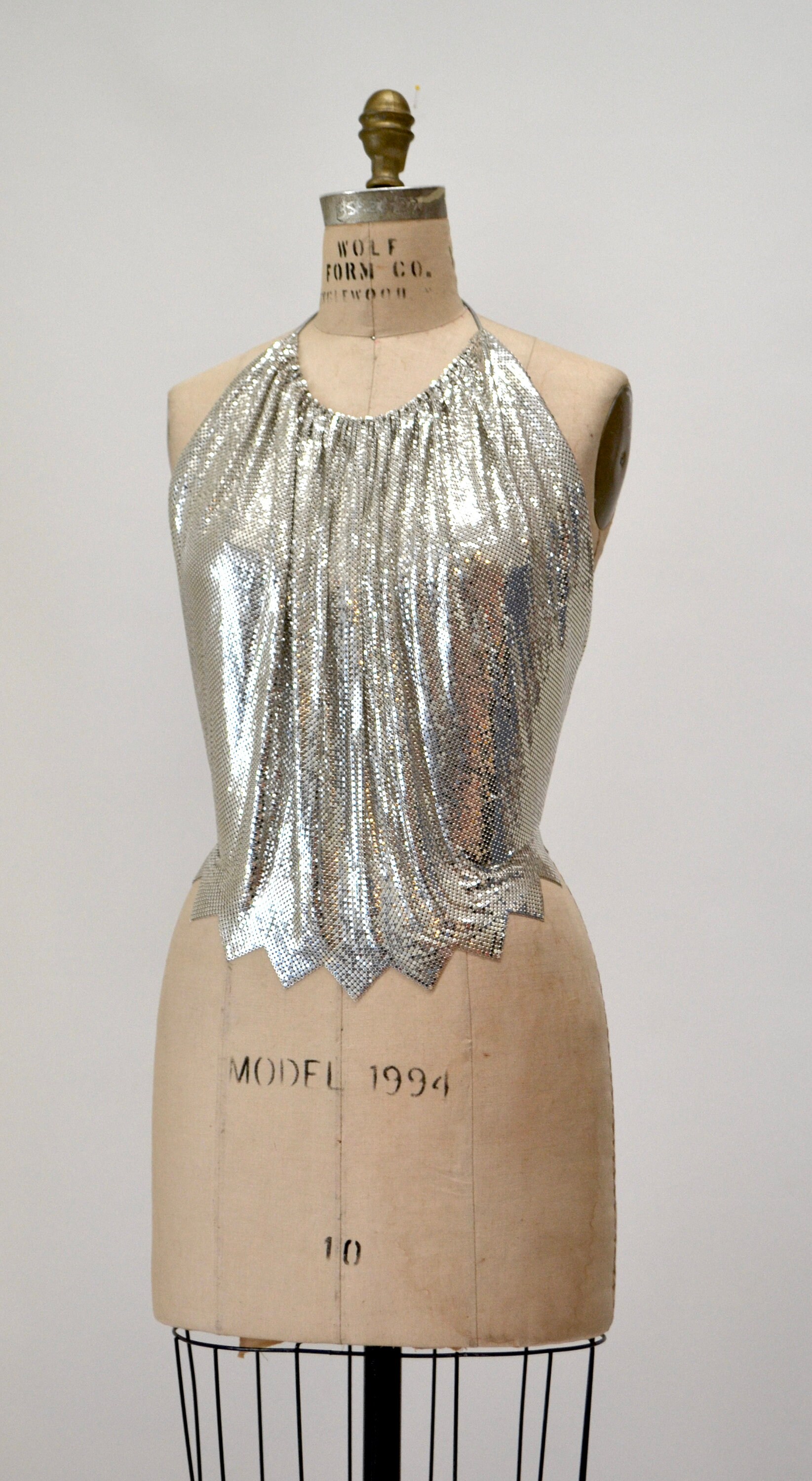 70s 80s Silver Whiting and Davis Vintage Chainmail Mesh