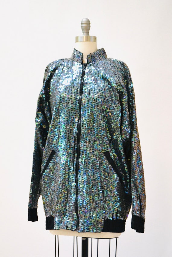 80s 90s Vintage Sequin Jacket with Rolls Royce Ca… - image 5