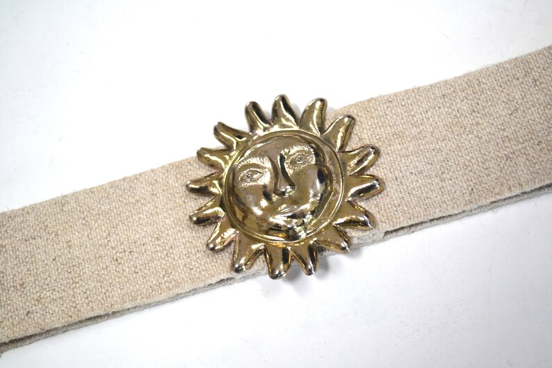 1970s-80 oro cinturón de sol hebilla estiramiento playa boda cinturón oro sol hebilla 80s vintage gran cinturón de sol hebilla cinturón elástico tan oro boda imagen 7