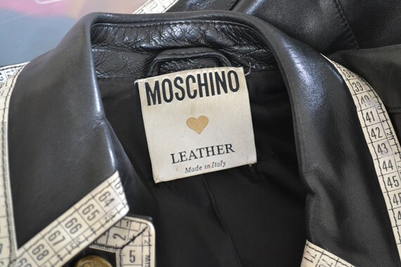 90s Vintage Black Leather Jacket by Moschino Leat… - image 9