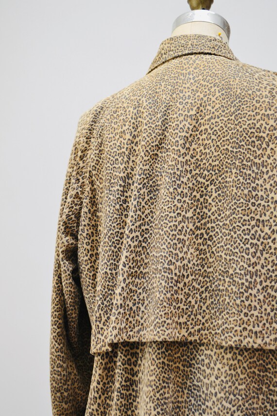 80s 90s Vintage Leather Jacket Shirt Leopard Anim… - image 6