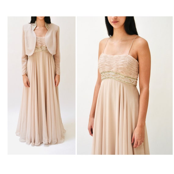 Tan store evening dress