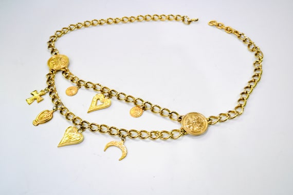 80s 90s Vintage Gold Chain ESCADA Charm Belt Gold… - image 2