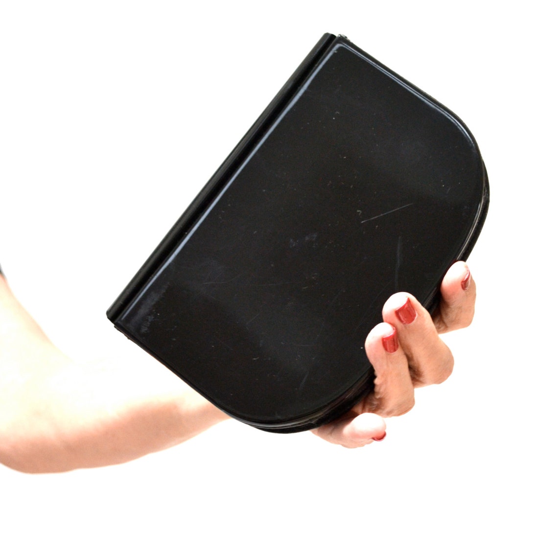 70s 80s Vintage Black Clutch Hard Case Acrylic and Leather Etsy
