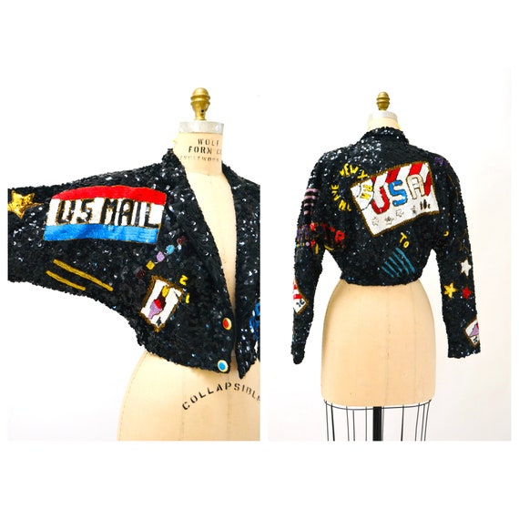 Louis Féraud black sequin evening jacket - L - 1990s second hand