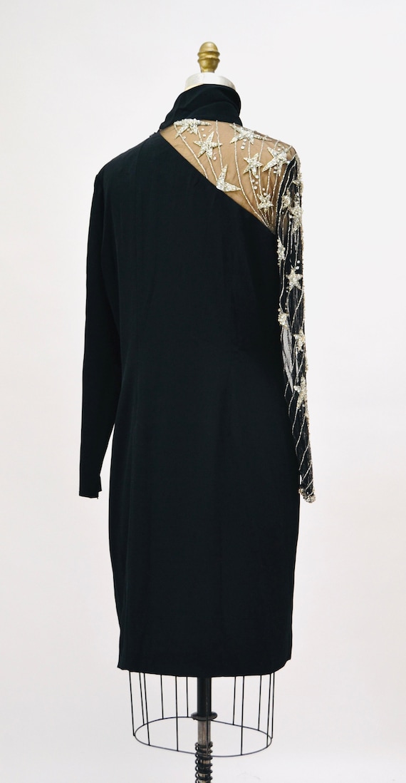 90s Vintage Black Beaded BOB MACKIE Dress with st… - image 7