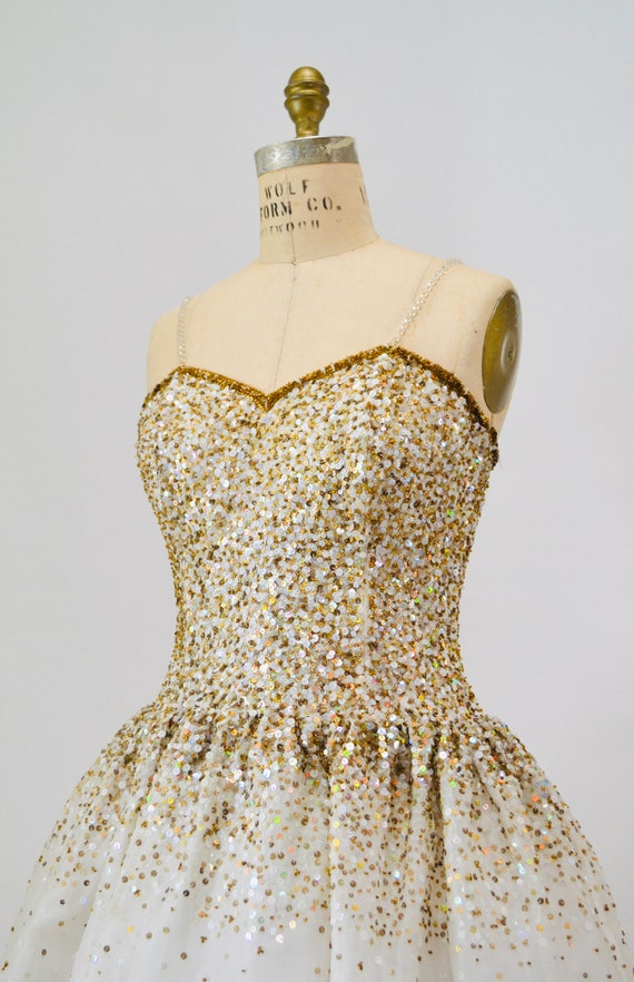 Vintage Off white Silk Sequin Dress Riazee Boutiq… - image 4