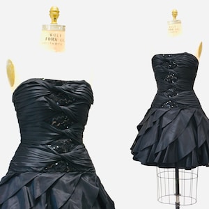 Chic Black Strapless Party Dress,Black Evening Dress Y1929