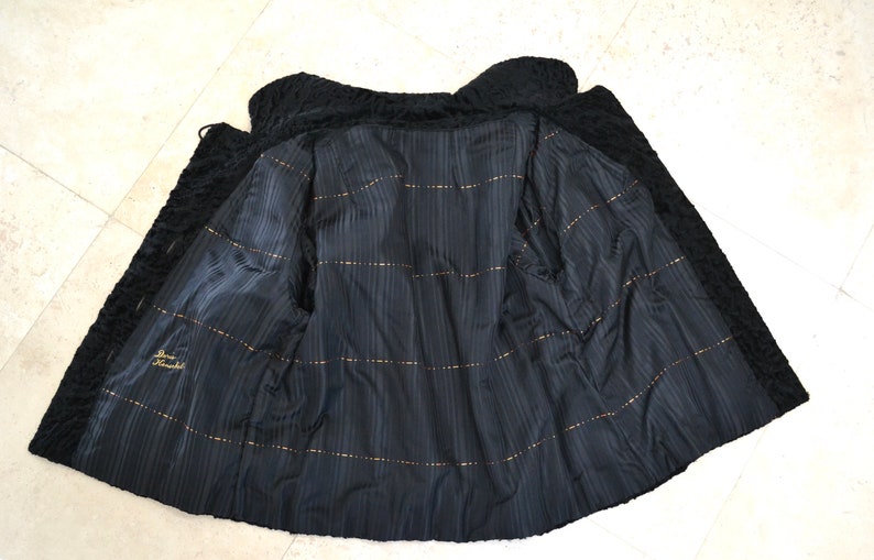 50s 60s Vintage Black Fur Jacket Persian Lamb Size Small Vintage Black Persian Lamb Fur Cropped Jacket Size Small