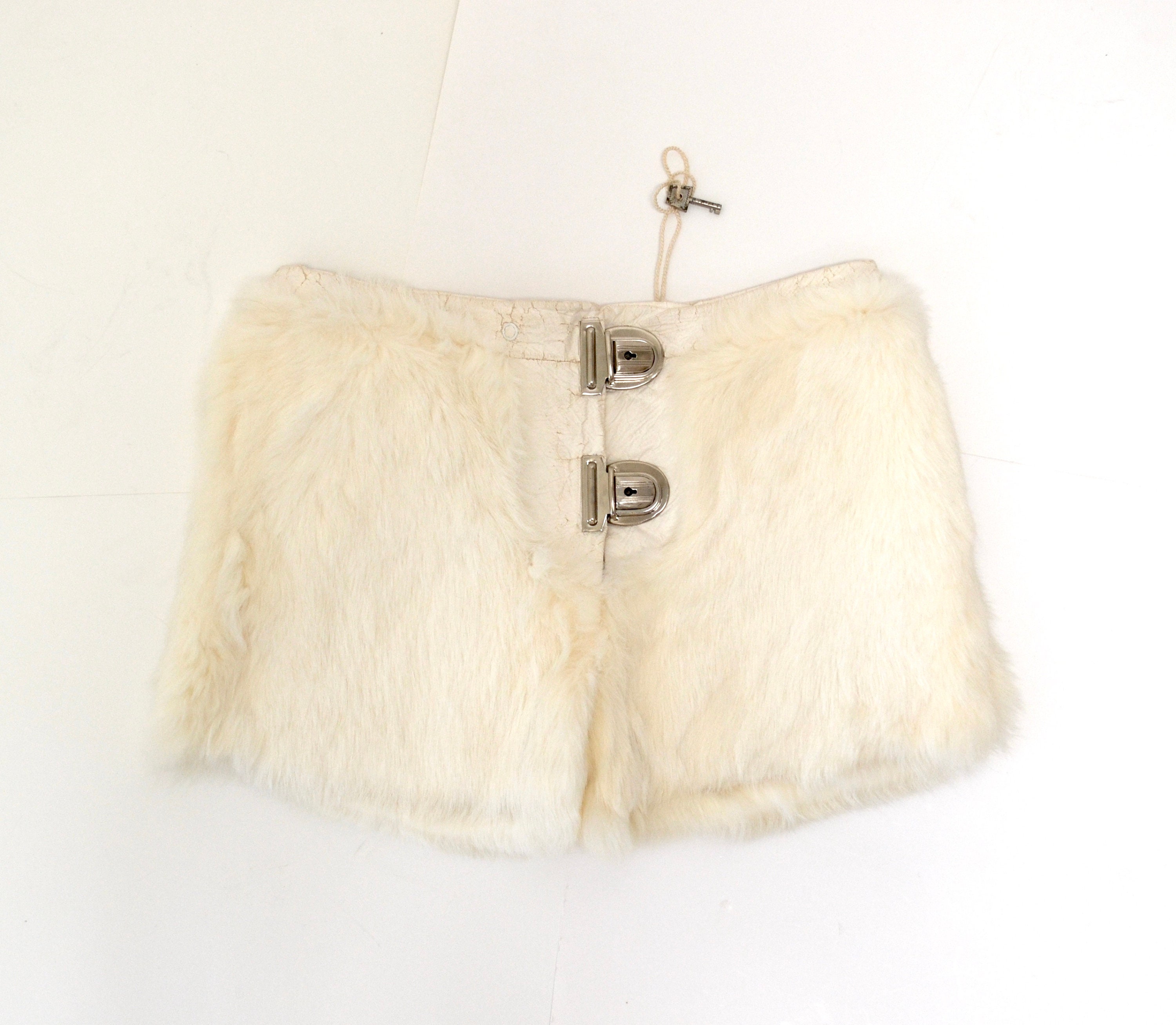 White fur shorts shop