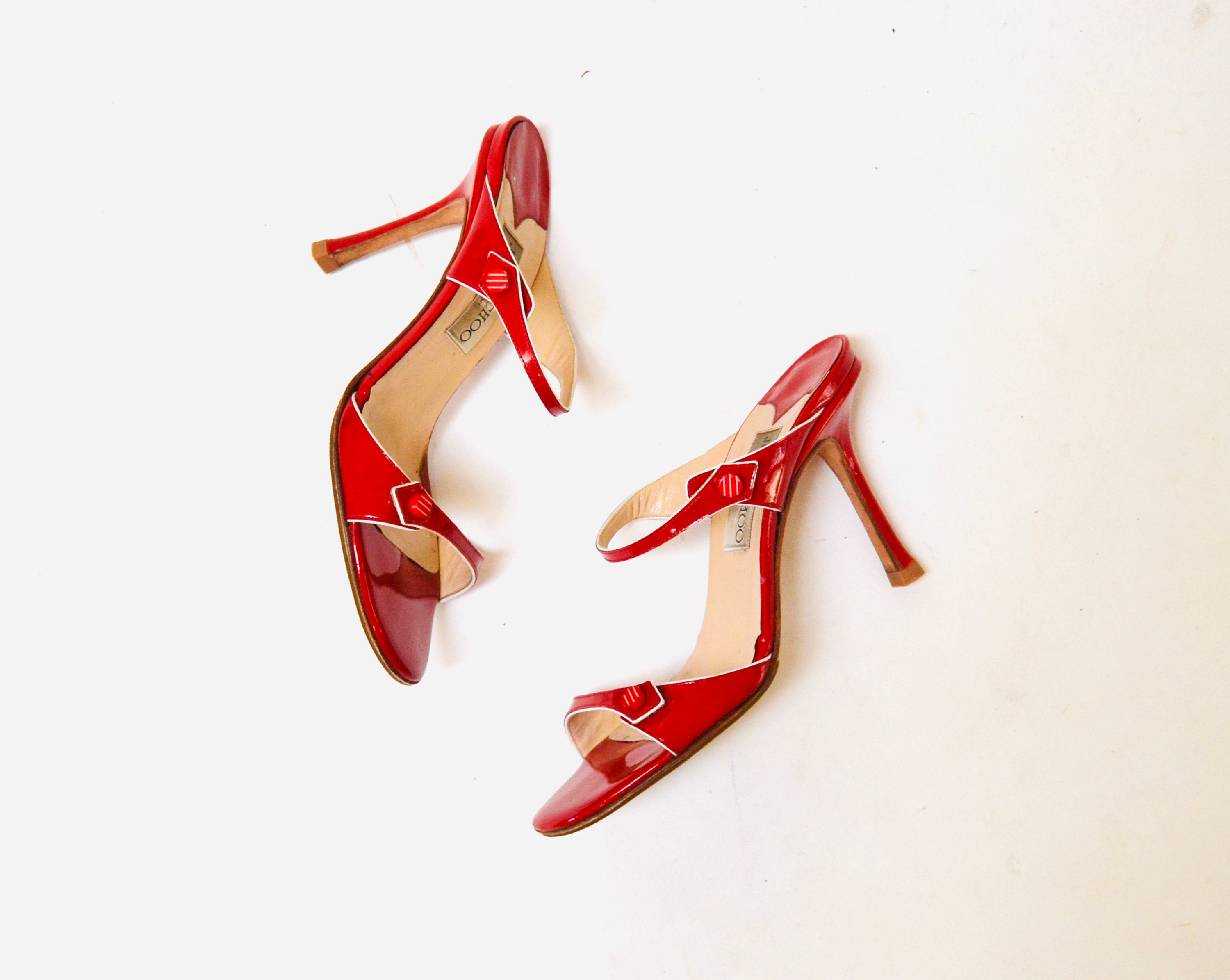 Jimmy Choo Red Patent Heels Size 37 Used - BrandConscious Authentics