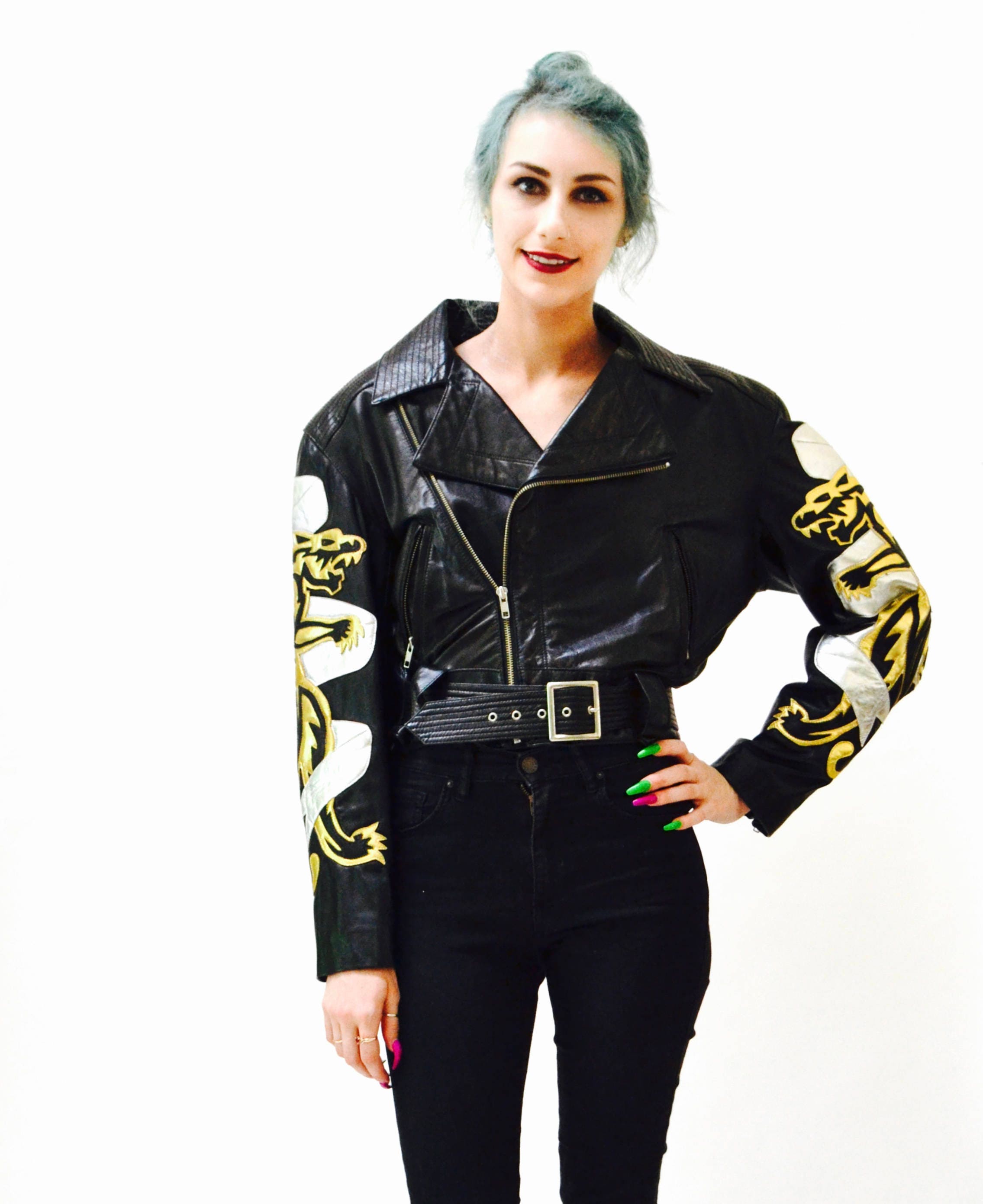 Vintage Black Leather Motorcycle Jacket by North Beach Vintage Black Leather Motorcycle Jacket by North Beach
