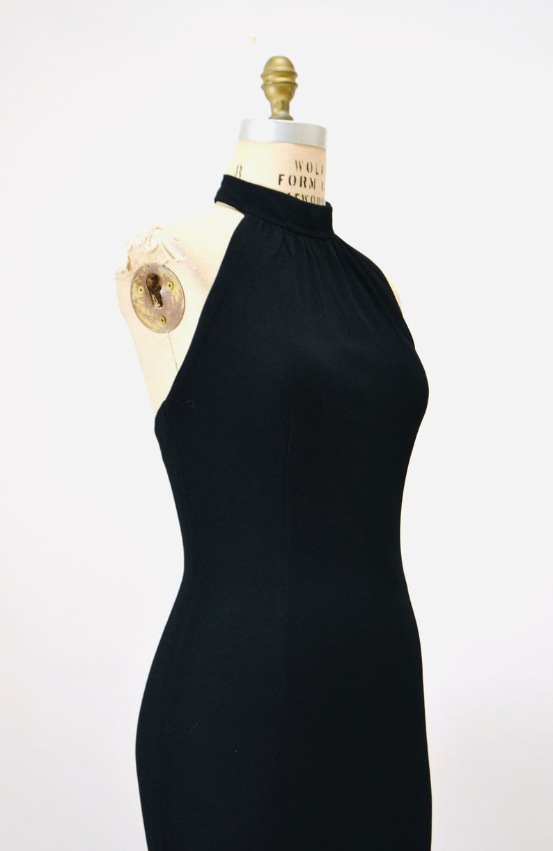 70s Vintage Black Halter Dress By Lillie Rubin Medium 70s Party long Black Halter Neck Dress 70s Disco Knit Dress Long Black Sexy Dress image 9