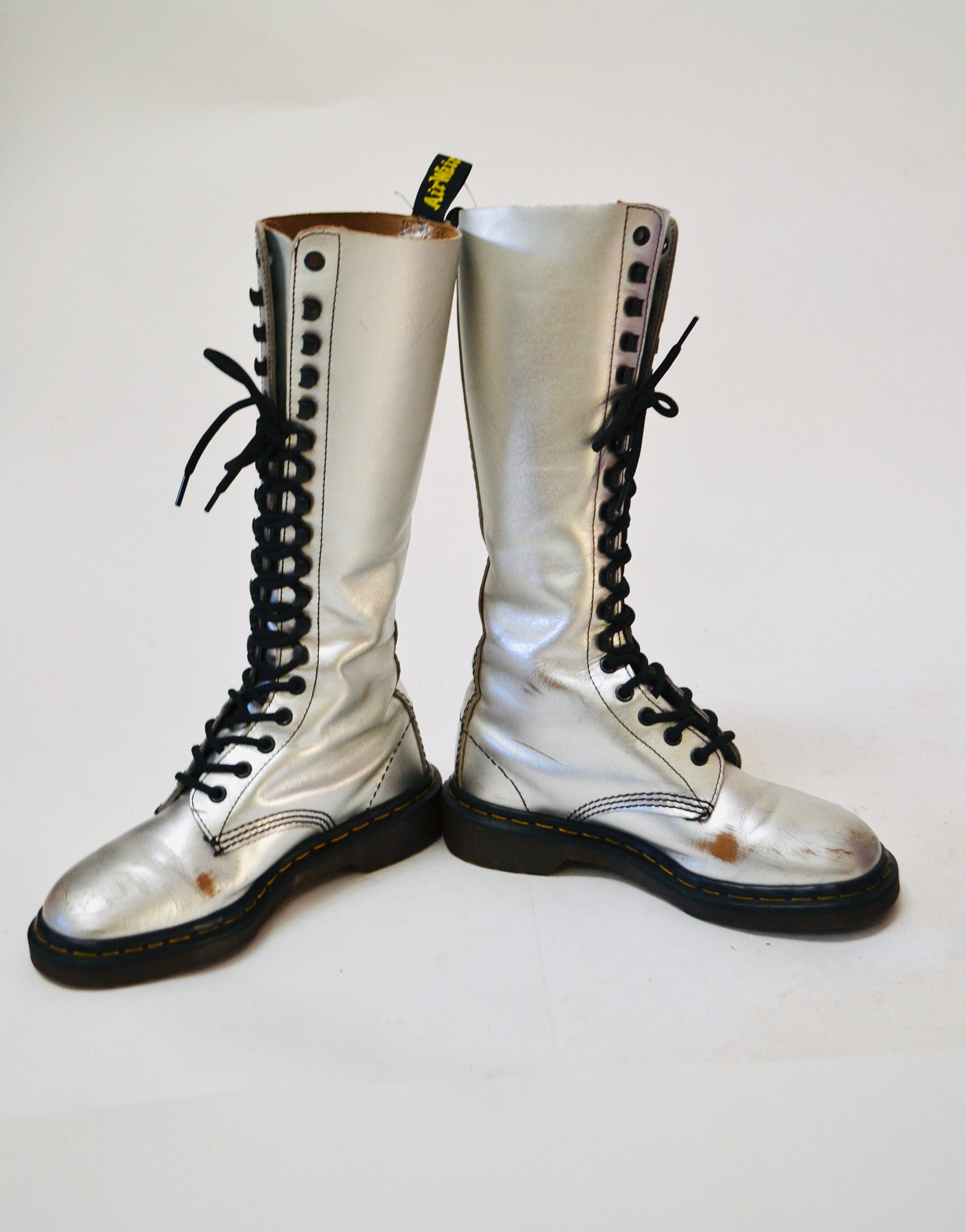 90s Dr. Martens Boots Women Size 6 Metallic Silver Boots Lace - Etsy Canada