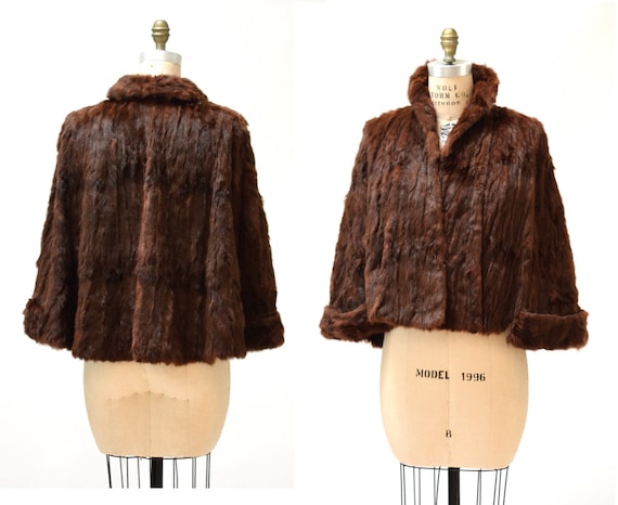 Vintage Fur Stole jacket Brown Vintage Fur Cape C… - image 1