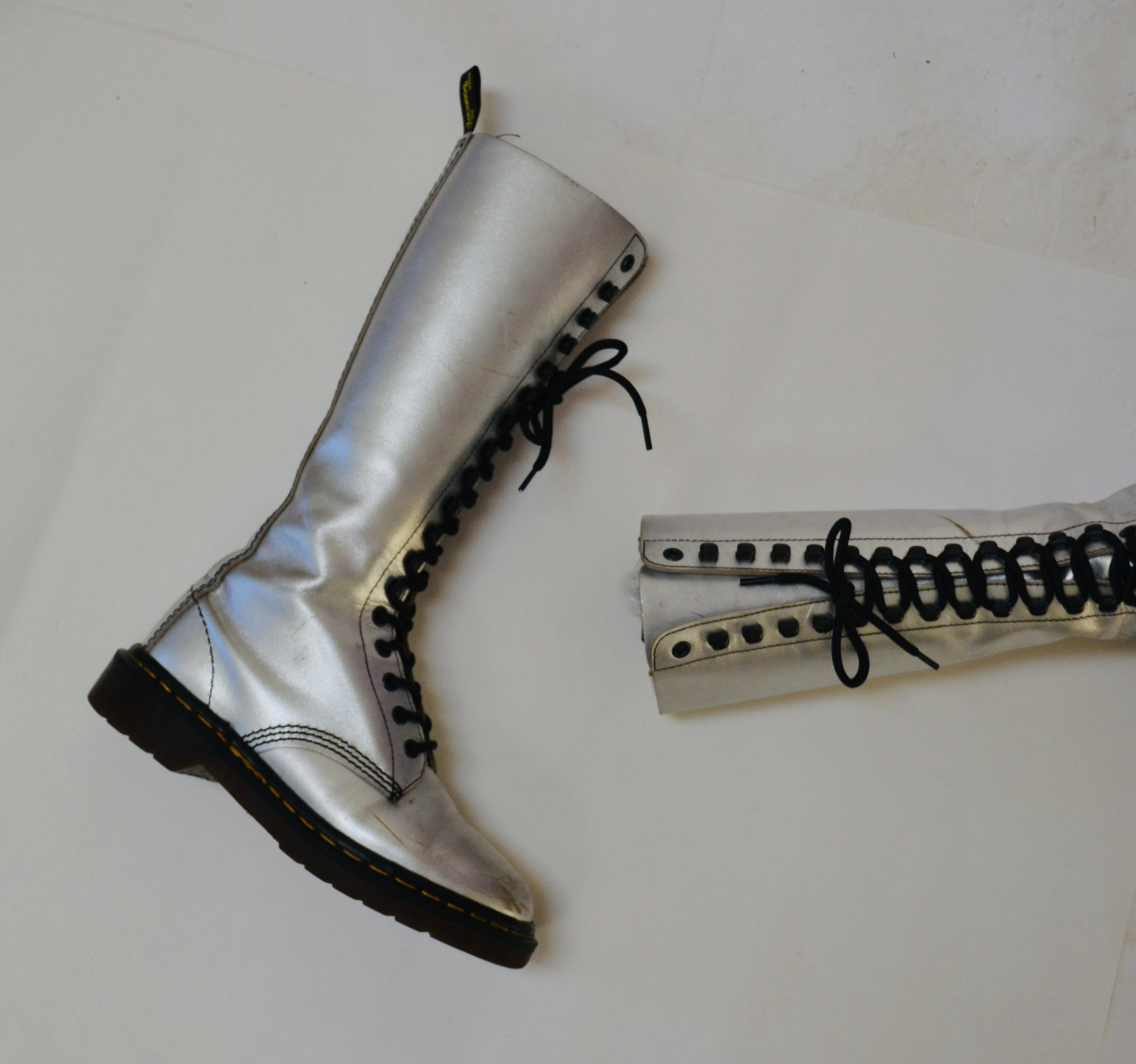 Dr martens outlet silver shoes