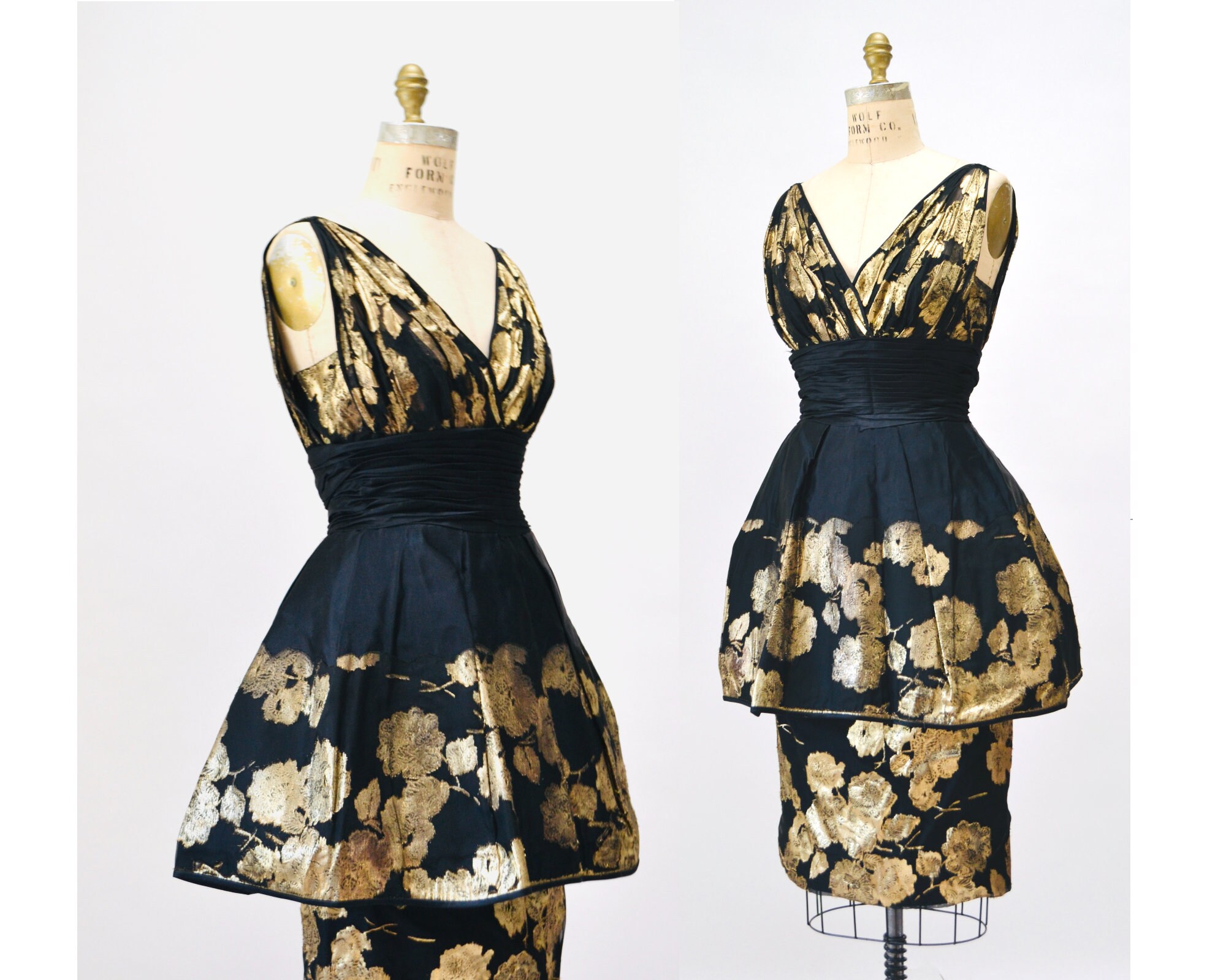 60s Vintage Black Gold Metallic Lillie Rubin Party Cocktail Dress Small  //vintage Black Gold Pin up Party Dress Vintage Designer Party Dress - Etsy