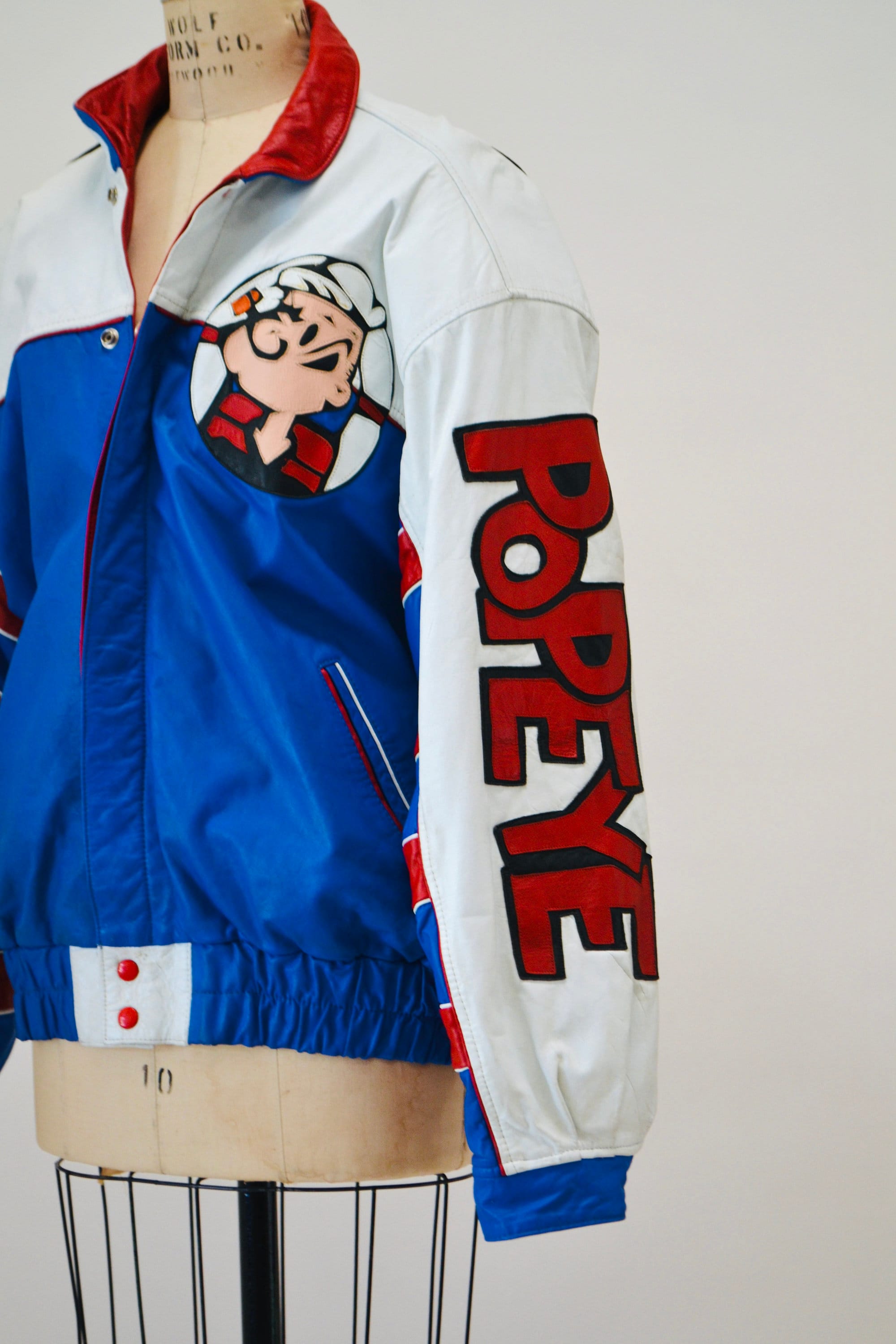 Vintage Leather Jacket With Popeye by Maizar// Vintage