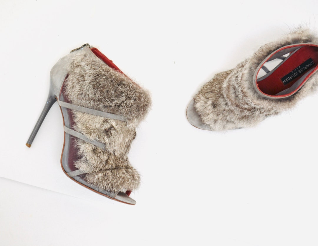 Vintage Charles Jourdan High Heel Shoes Rabbit Fur Mesh High Vintage Charles Jourdan High Heel Shoes Rabbit Fur Mesh High