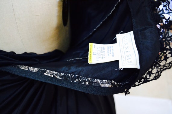 Vintage 80s Prom Dress Strapless Black Lace Sequi… - image 10