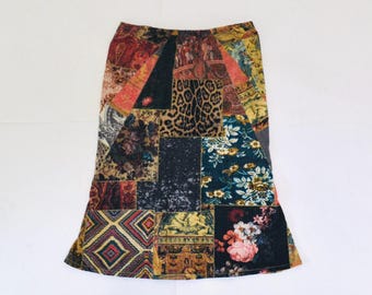 Y2k Vintage Roberto Cavalli Skirt Patch work Animal Print Roberto Cavalli 2002 Fall Cavalli Animal Print Knit Skirt Large