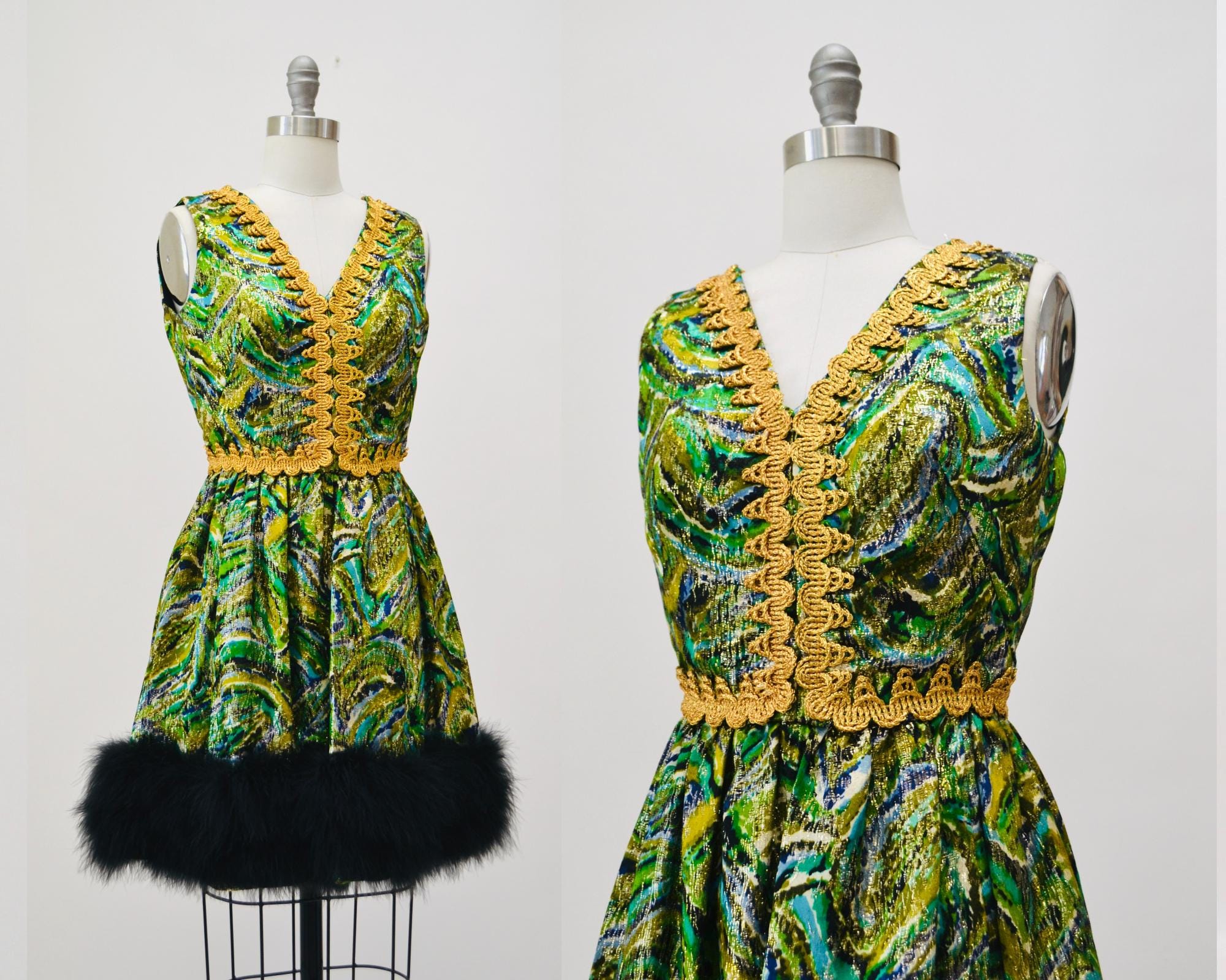Green and gold cocktail dress 2025