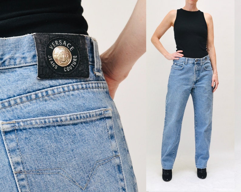 90s Vintage Versace Jeans Couture Jeans Size 36 50 Medium Large 90s Versace Blue Jeans Size 10 12 90s Relaxed Fit Medium Was Jeans Pants image 1