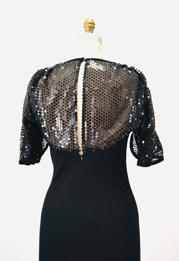 70s 80s Vintage Black Sequin Dress Gerald Frankli… - image 9