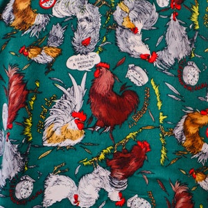 90s Nicole Miller Vintage Silk Shirt Printed Chickens Coffee// Vintage Silk Chicken Bird Animal Printed Shirt Green Button Down Medium image 8