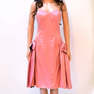 Vintage 80s Prom Dress Pink Size Small// 80s Pink Strapless Party Dress Size Small Barbie Doll 80s Party Dress